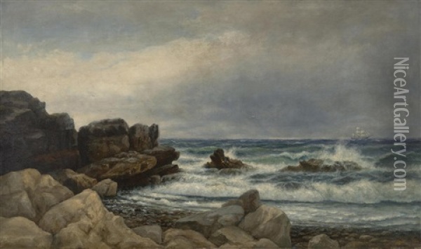 Clipper Ship Off Land's End Oil Painting - William Alexander Coulter