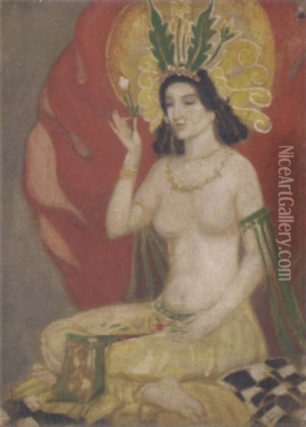 Goddess Innana, The Queen Of Heaven And Earth Oil Painting - John Duncan