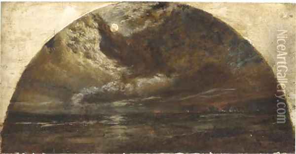 Moonlight, the Norfolk Coast Oil Painting - John H. Dell
