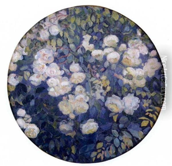 Roses Blanches Oil Painting - Theo van Rysselberghe