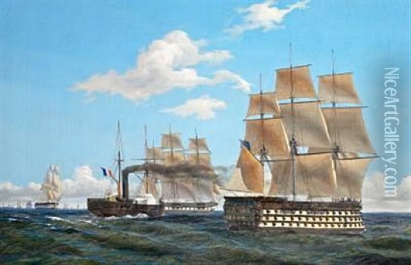 Marine, Ships At Sea Oil Painting - Carl Julius Emil Olsen