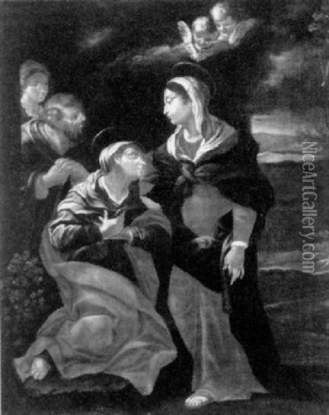 Virgin With Supplicants Oil Painting - Pietro da Cortona