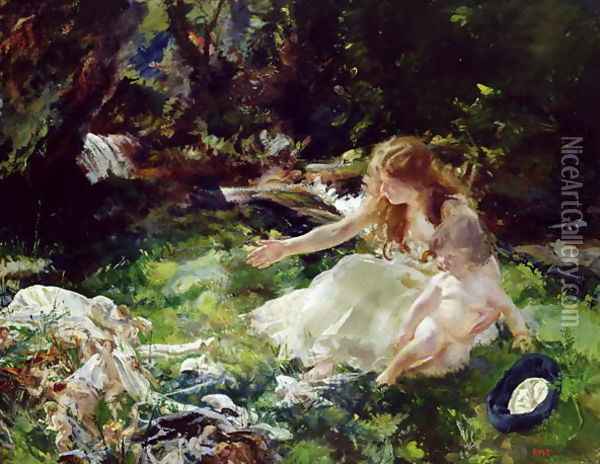 and the fairies ran away with their clothes Oil Painting - Charles Sims