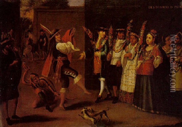 Desposorio De Indios Oil Painting - Juan Rodriguez Juarez