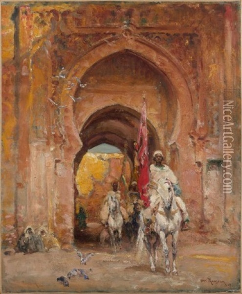 Cavaliers A La Porte De Meknes Oil Painting - Henri Emilien Rousseau