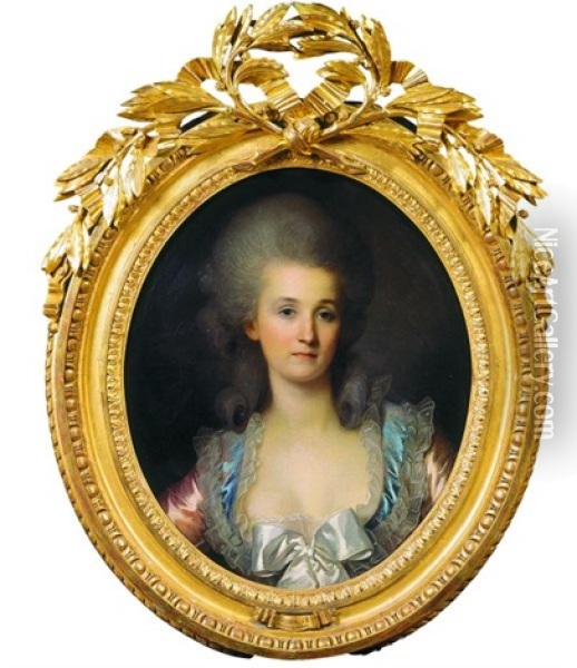 Portrait De Jeune Femme Au Noud De Satin Blanc Oil Painting - Jean Baptiste Greuze