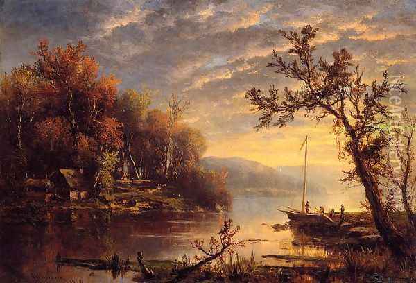 Autumn on the Hudson Oil Painting - Marie-Regis-Francois Gignoux