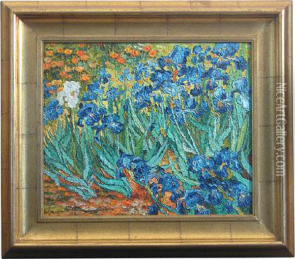 Study Of Irises Oil Painting - Vincent Van Gogh