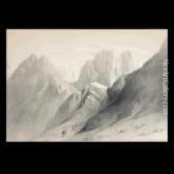 Ascent Of The Lower Range Of Sinai Oil Painting - David Roberts