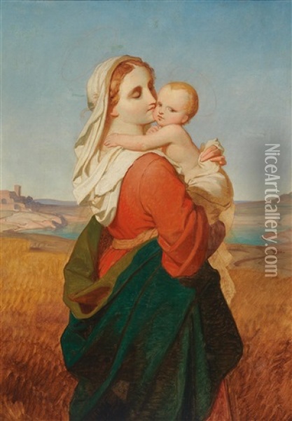 Madonna With Child Oil Painting - Philipp von Foltz