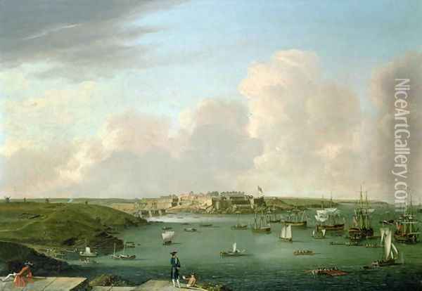 The taking of Belle Isle, 1761, by Commodore Keppel and Col. Hodgson Oil Painting - Dominic Serres