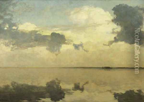 Clouds over a calm lake Oil Painting - Willem Bastiaan Tholen