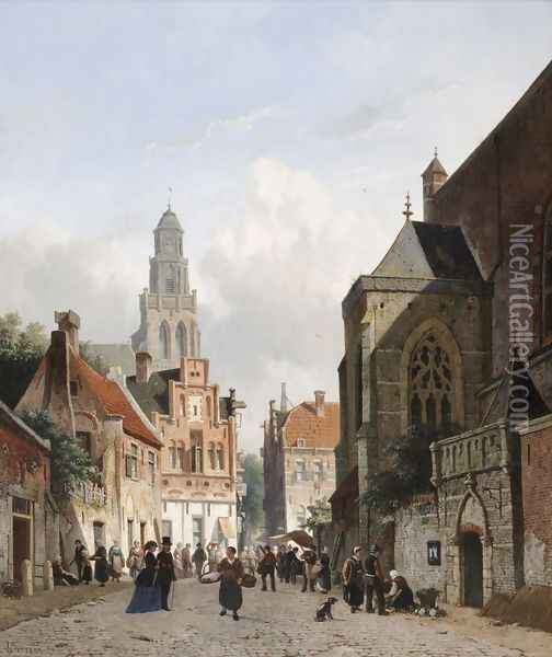 View in Utrecht Oil Painting - Adrianus Eversen