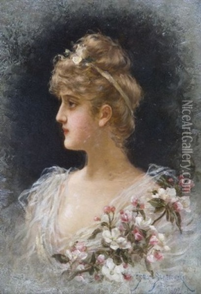 Portrait D'elegante Oil Painting - Emile Eisman-Semenowsky