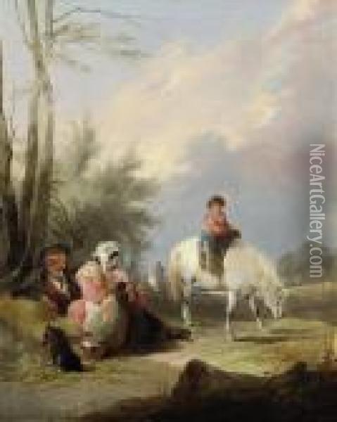 A Rest By The Wayside Oil Painting - Snr William Shayer
