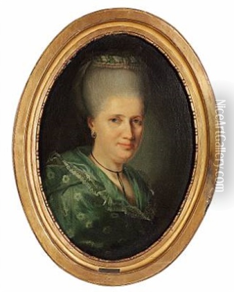 Portrait Of Johanne Maria Mylius, Nee Heitmann Oil Painting - Jens Juel