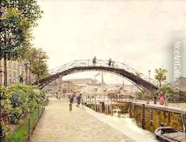 The Saint Martin Canal Oil Painting - Marie-Francois-Firmin Girard