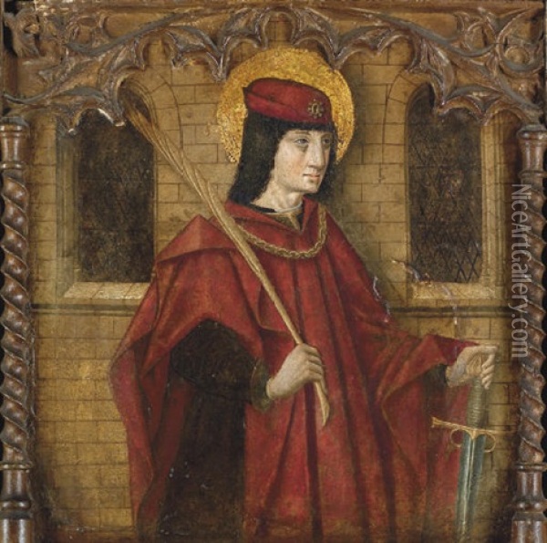 A Saint (saint Pancras?) With A Sword And A Martyr's Palm Oil Painting - Jaime Huguet