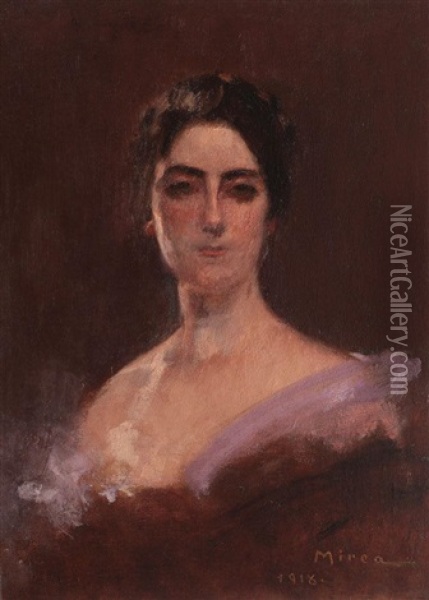 Portretul Unei Doamne (lila Dumitriu) Oil Painting - George Demetrescu Mirea