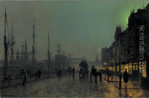 Gourock, Near The Clyde Shipping Docks Oil Painting - John Atkinson Grimshaw