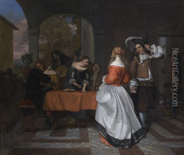 Une Reunion Galante Dans Un Interieur Hollandais Oil Painting - Barent Graat