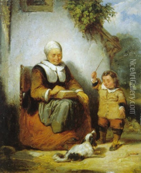De Dressuur Oil Painting - Ferdinand de Braekeleer the Younger