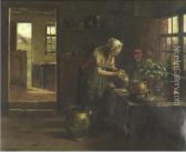 Kitchen Interior Oil Painting - Evert Pieters