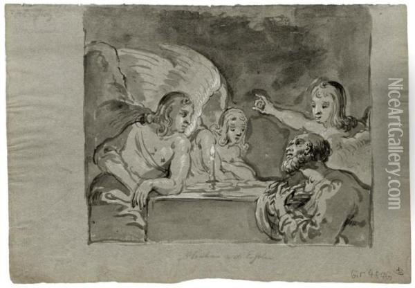 Abraham Und Die Drei Engel Oil Painting - Leonaert Bramer