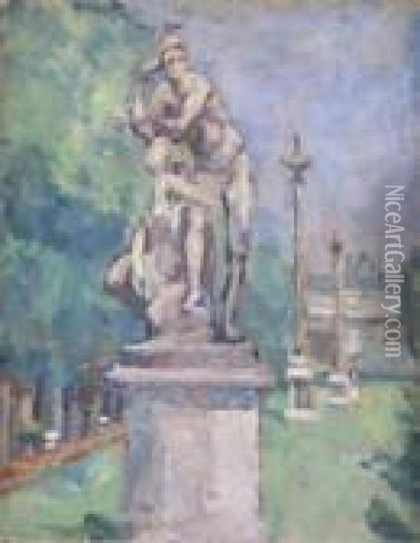 Statue In French Garden Oil Painting - Grace Henry