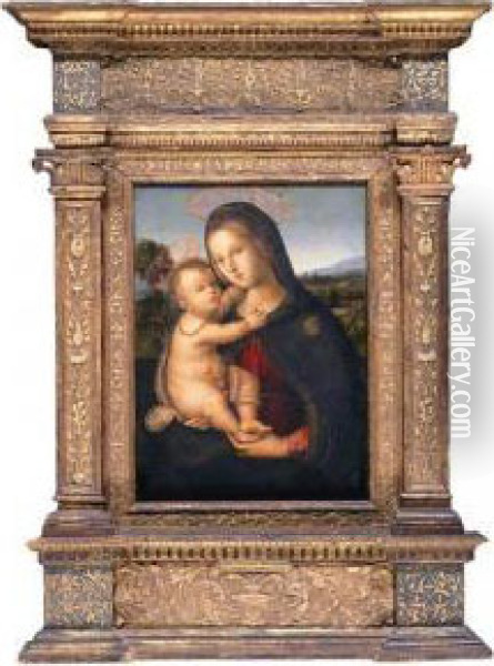 The Madonna And Child Before A Landscape (