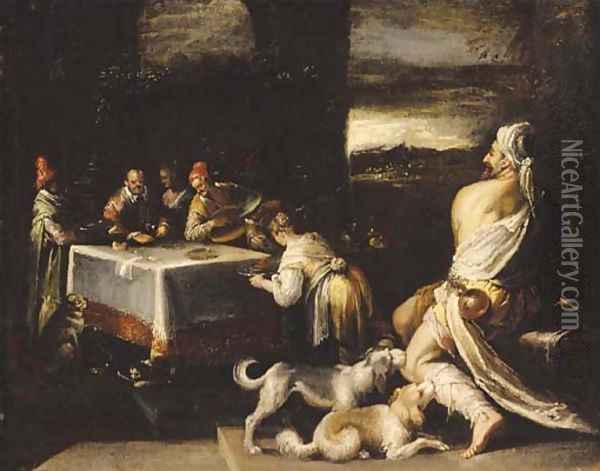 Dives and Lazarus Oil Painting - Jacopo Bassano (Jacopo da Ponte)
