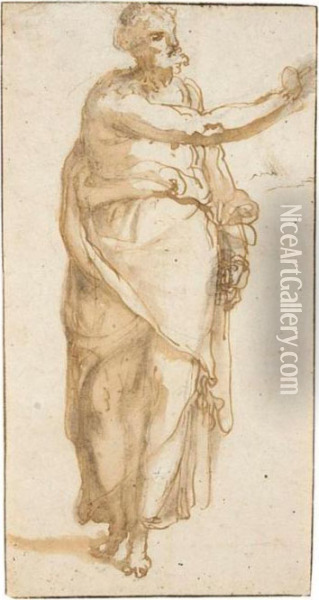 A Standing Figure Of An Apostle Oil Painting - Nicolo Martinelli Da Pesaro Il Trometta
