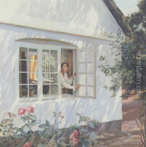 Sommermorgen Oil Painting - Harald Slott-Moller