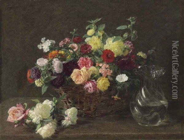 Panier De Fleurs Oil Painting - Henri Fantin-Latour
