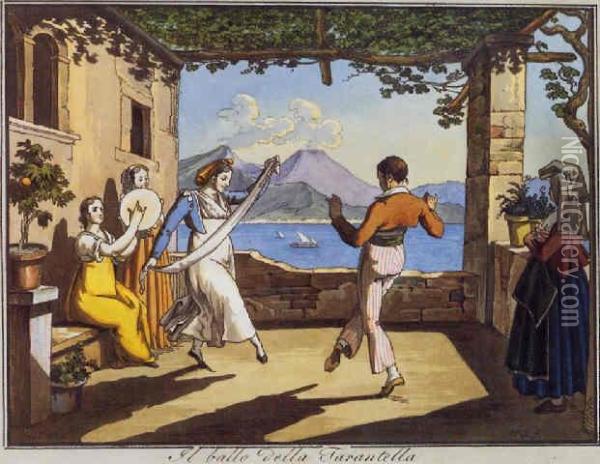 Neapolitan Genre Scenes Oil Painting - Hieronymus Hess