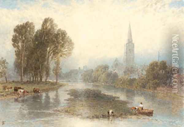 A collection of views along the Thames comprising Chelsea, Bray, Maidenhead, Cookham, Wallingford, Abingdon and Streatly Oil Painting - Myles Birket Foster
