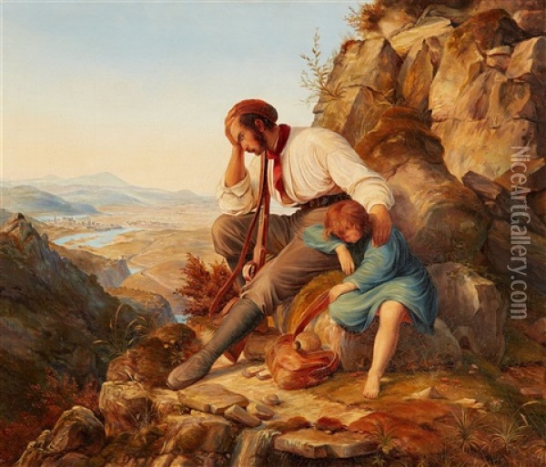 Der Rauber Und Sein Kind Oil Painting - Karl Friedrich Lessing