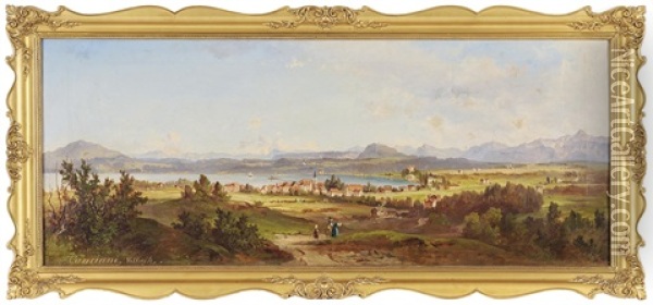 Wortherseelandschaft Mit Velden Oil Painting - Jakob Canciani
