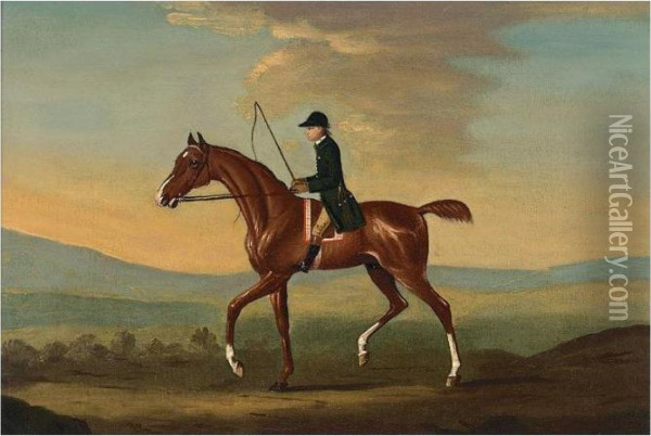 A Gentleman On A Chestnut Hunter Oil Painting - J. Francis Sartorius