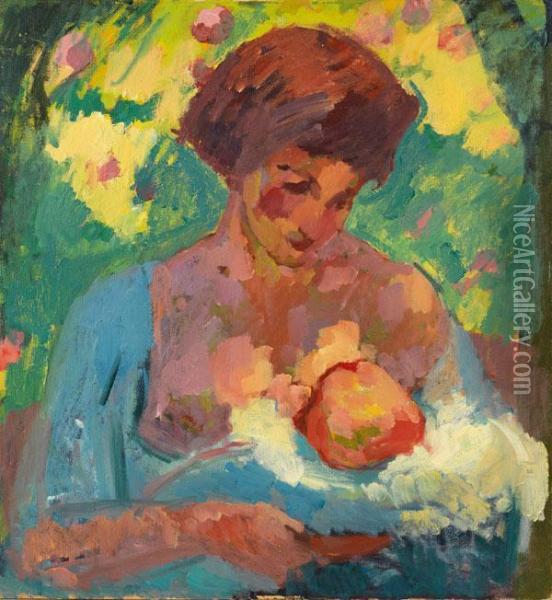 Giovane Madre - Junge Mutter Oil Painting - Giovanni Giacometti