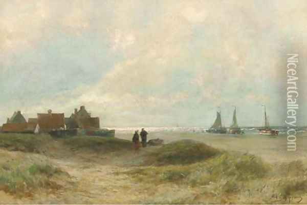 The beach seen from the dunes Oil Painting - Piet Schipperus