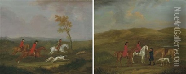 Hare Coursing: The Chase (+ The Kill; Pair) Oil Painting - Francis Sartorius the Elder