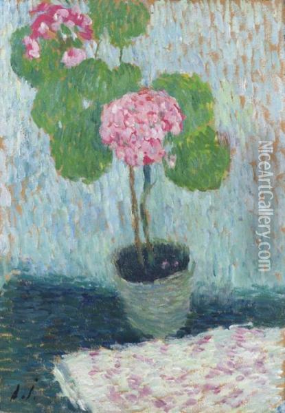 Rosa Geranien Oil Painting - Alexei Jawlensky