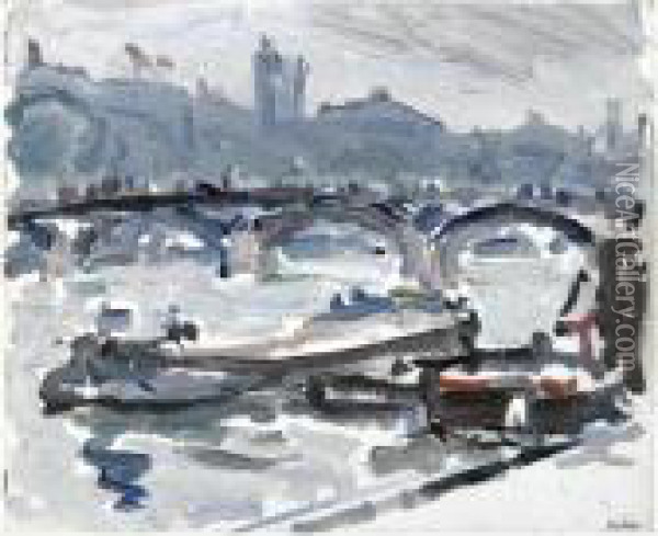 On The Seine Oil Painting - Samuel John Peploe