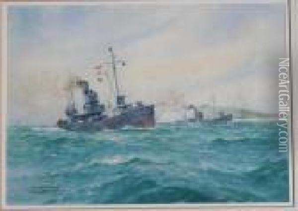Minesweepers Oil Painting - William Minshall Birchall