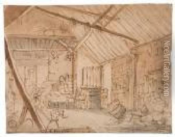 Interior Of A Barn Oil Painting - Adriaen Jansz. Van Ostade