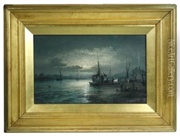 Views On The Medway, Kent; And Whitstable, Kent Oil Painting - William A. Thornbery