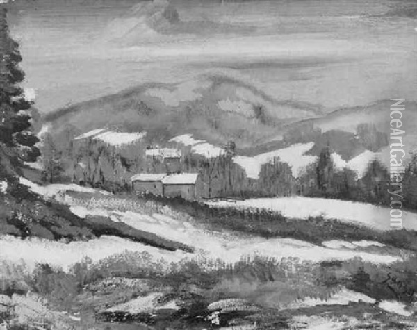 Winter Landscape, Woodstock Oil Painting - Emil Ganso