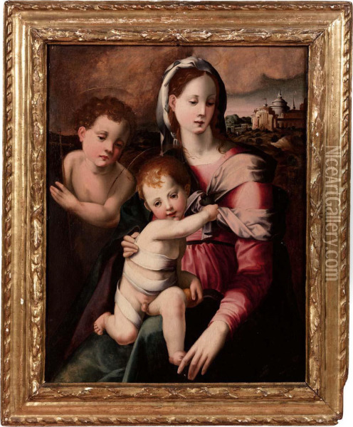 Sacra Famiglia Oil Painting - Francesco Brini Active Florence