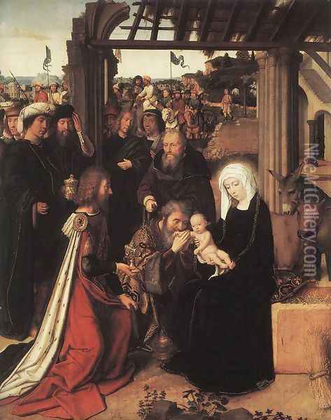 Adoration of the Magi c. 1500 Oil Painting - Gerard David